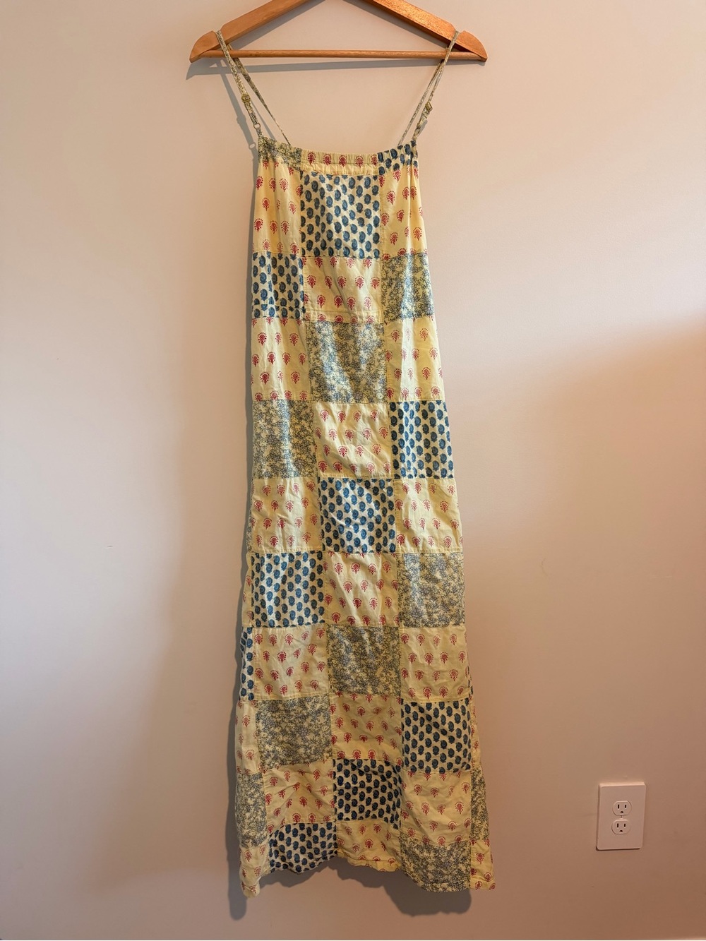 100% Cotton Funky People Patchwork Crisscross Straps Maxi Dress Size XL